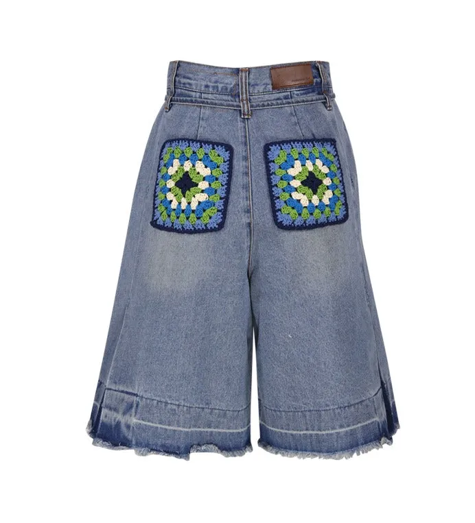 Andersson Bell Straight Leg Belted Denim Shorts
