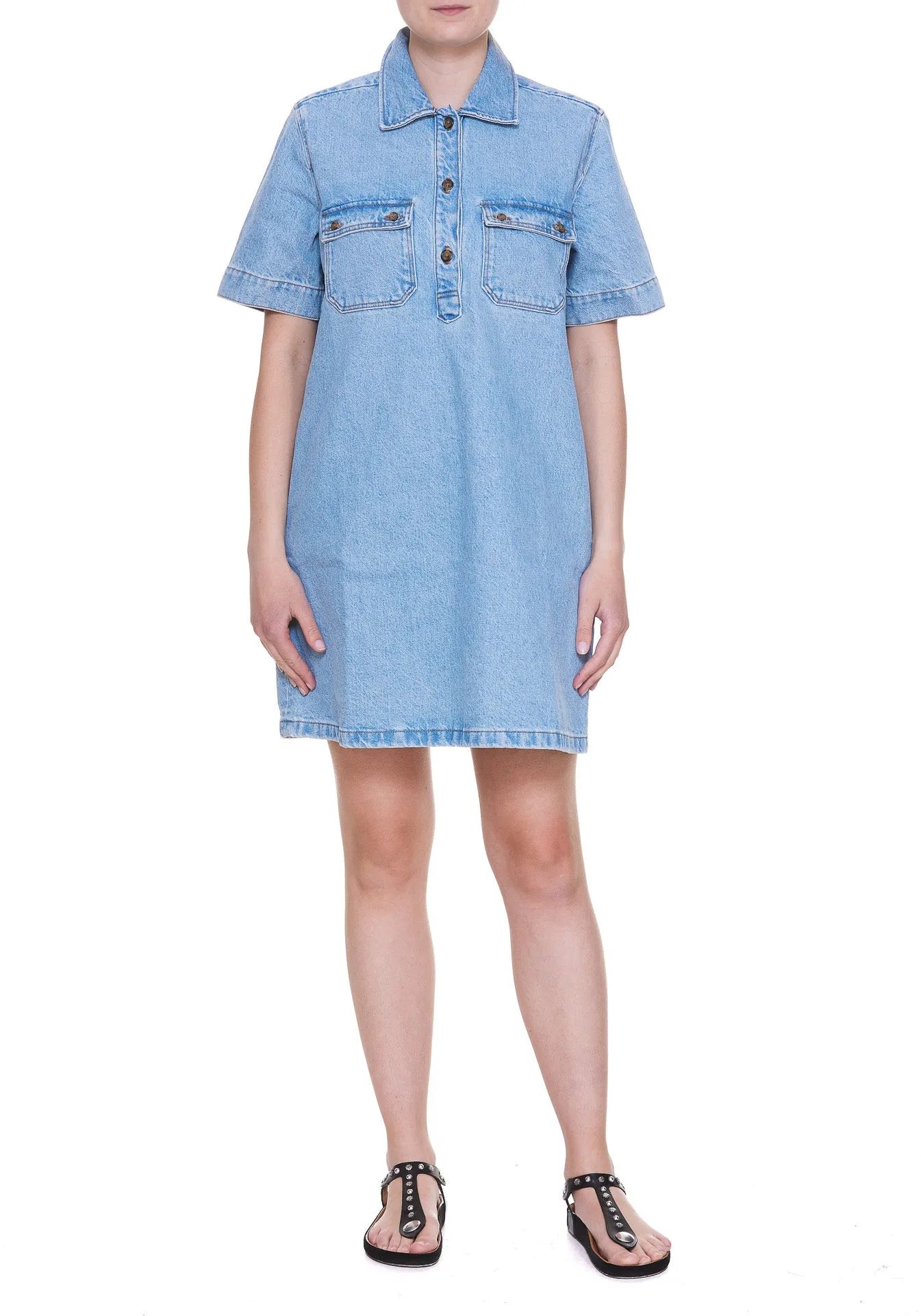 A.P.C. Pocket Patch Short Sleeved Denim Dress