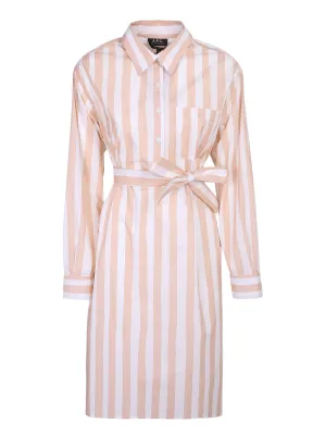 A.P.C. Striped Tiw-Waist Shirt Dress
