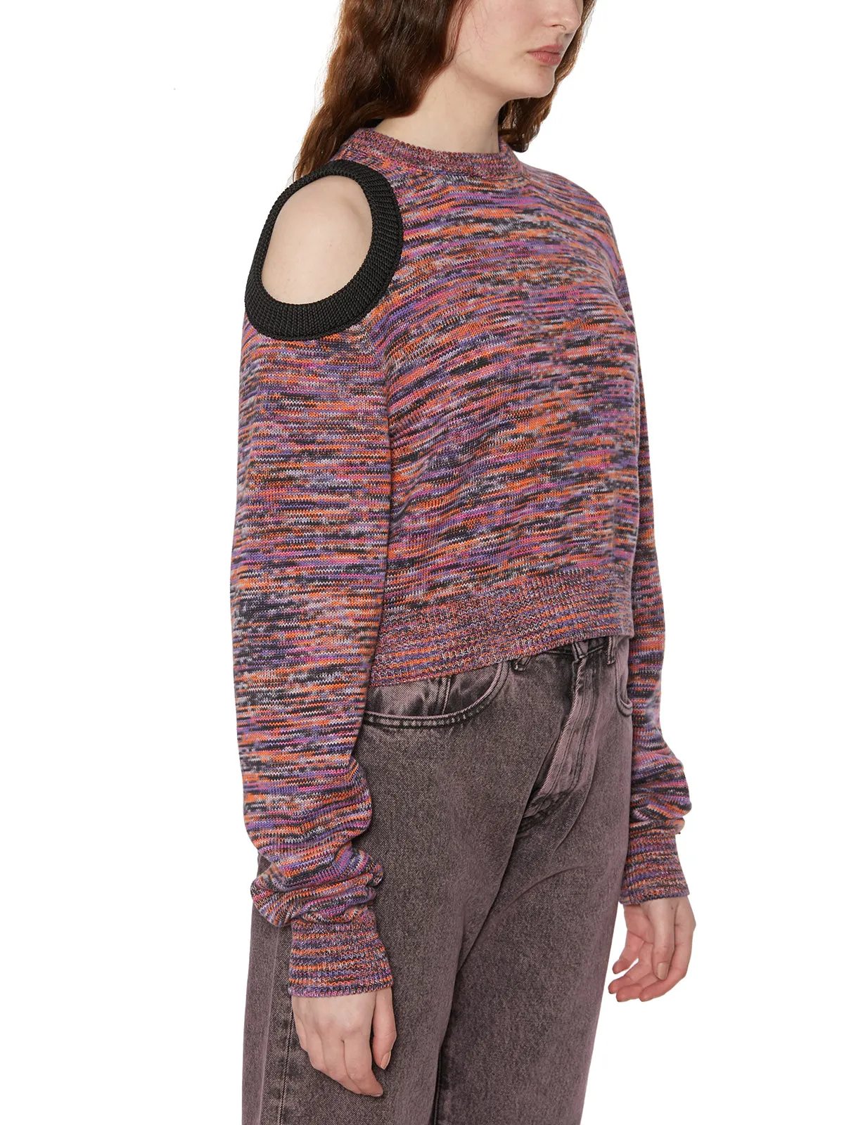 Aries Cut-Out Long Sleeved Crewneck Sweater