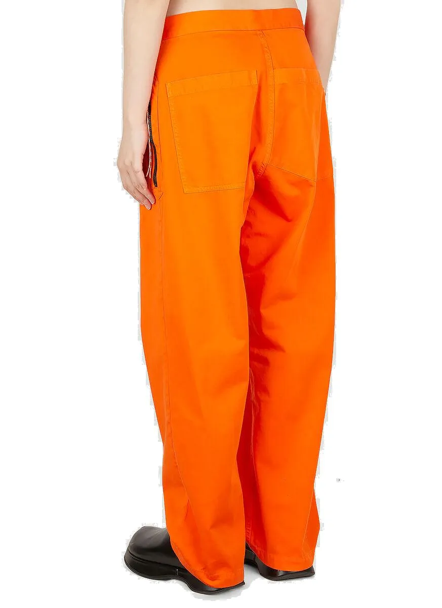 Aries Walking Twill Logo Detailed Zip-Up Pants