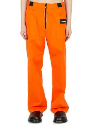 Aries Walking Twill Logo Detailed Zip-Up Pants