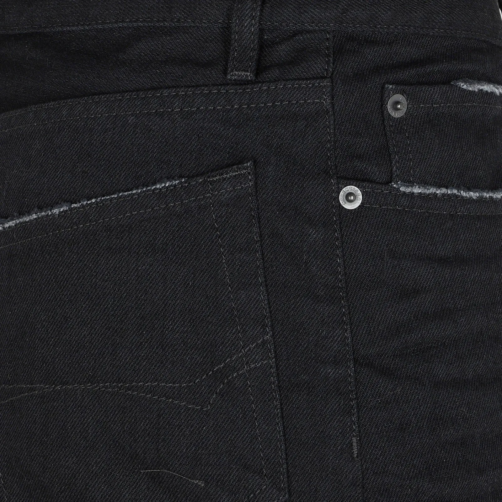 Balenciaga Frayed Edge Mini Denim Skirt