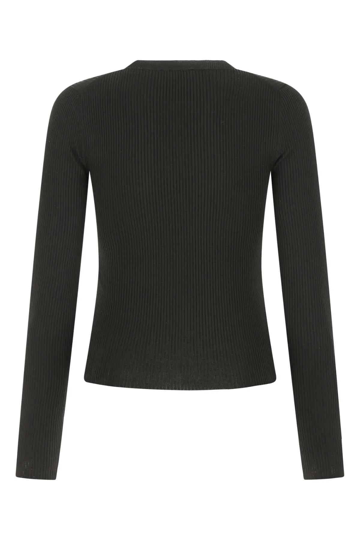 Balenciaga Logo Tag Crewneck Ribbed Knit Top