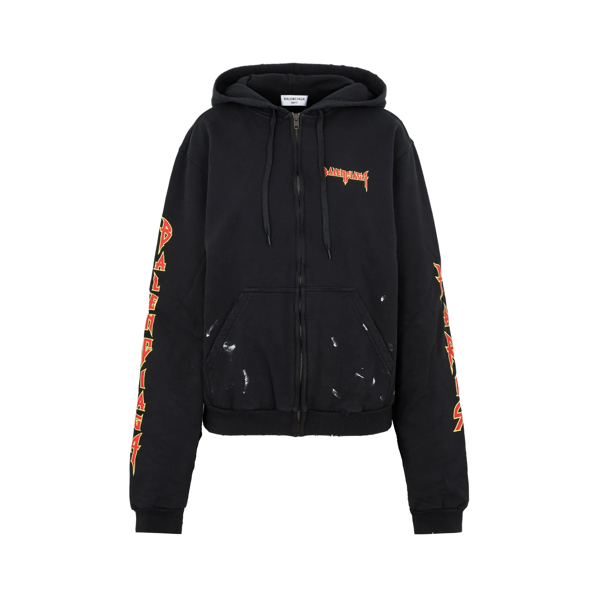 Balenciaga Metal Worn-Out Zip-Up Hoodie