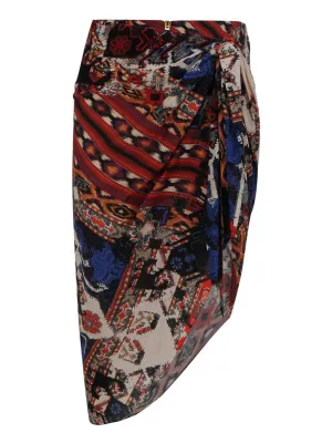Balmain Abstract Printed Tie-Fastening Skirt