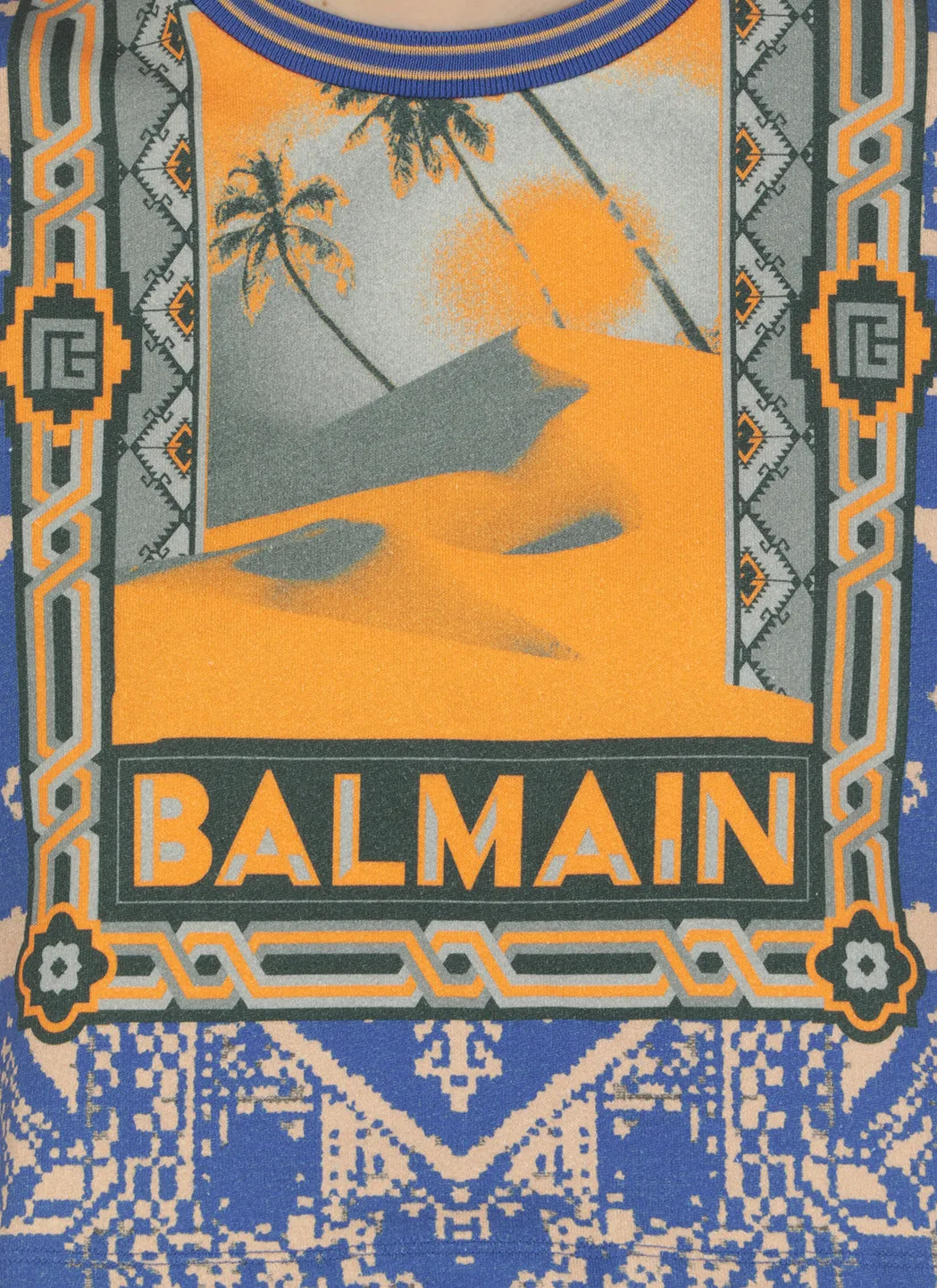 Balmain Allover Graphic Cropped T-Shirt