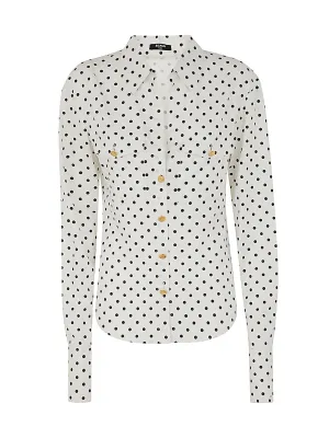 Balmain Allover Polka Dot Print Long-Sleeved Shirt
