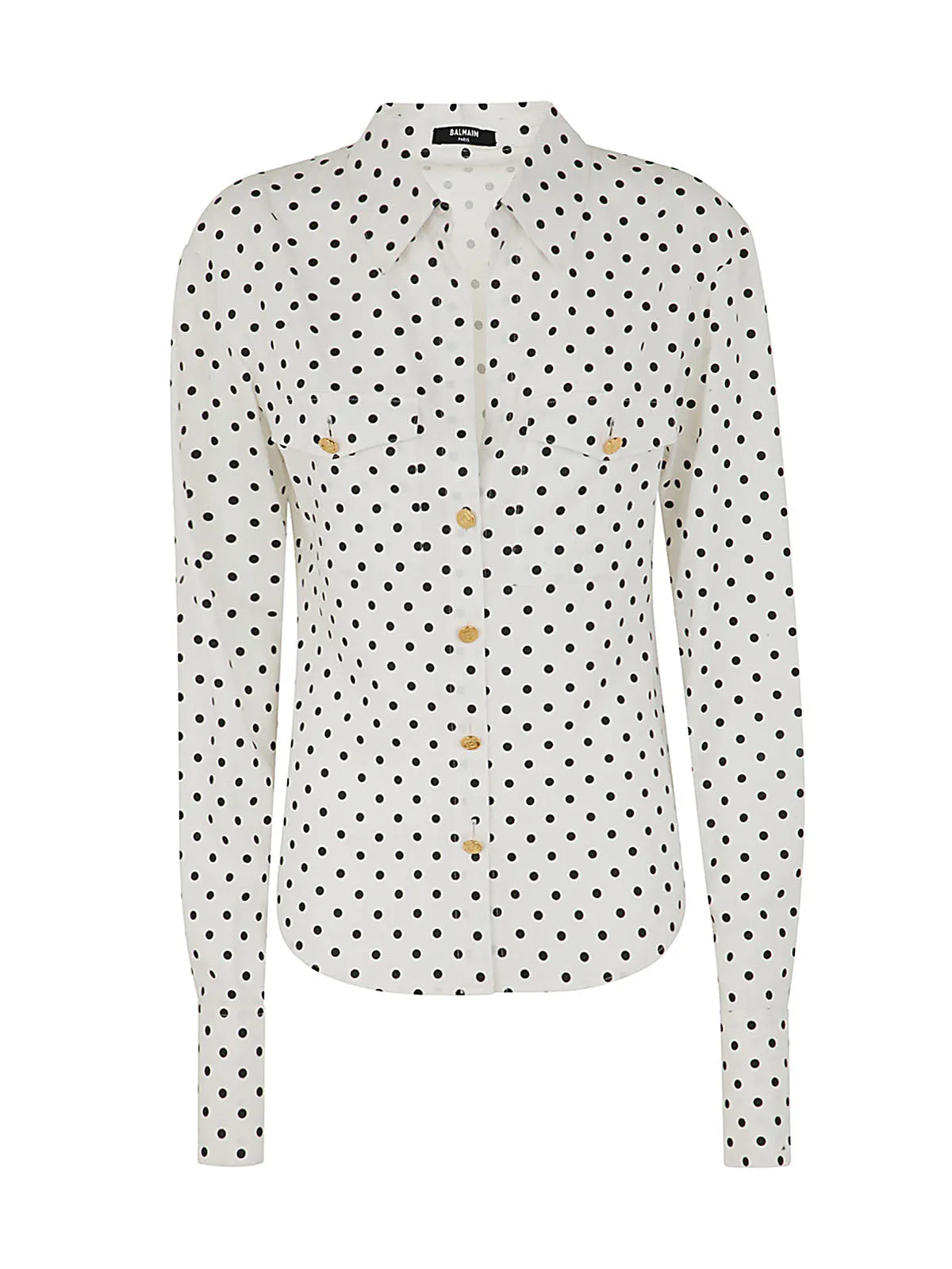 Balmain Allover Polka Dot Print Long-Sleeved Shirt