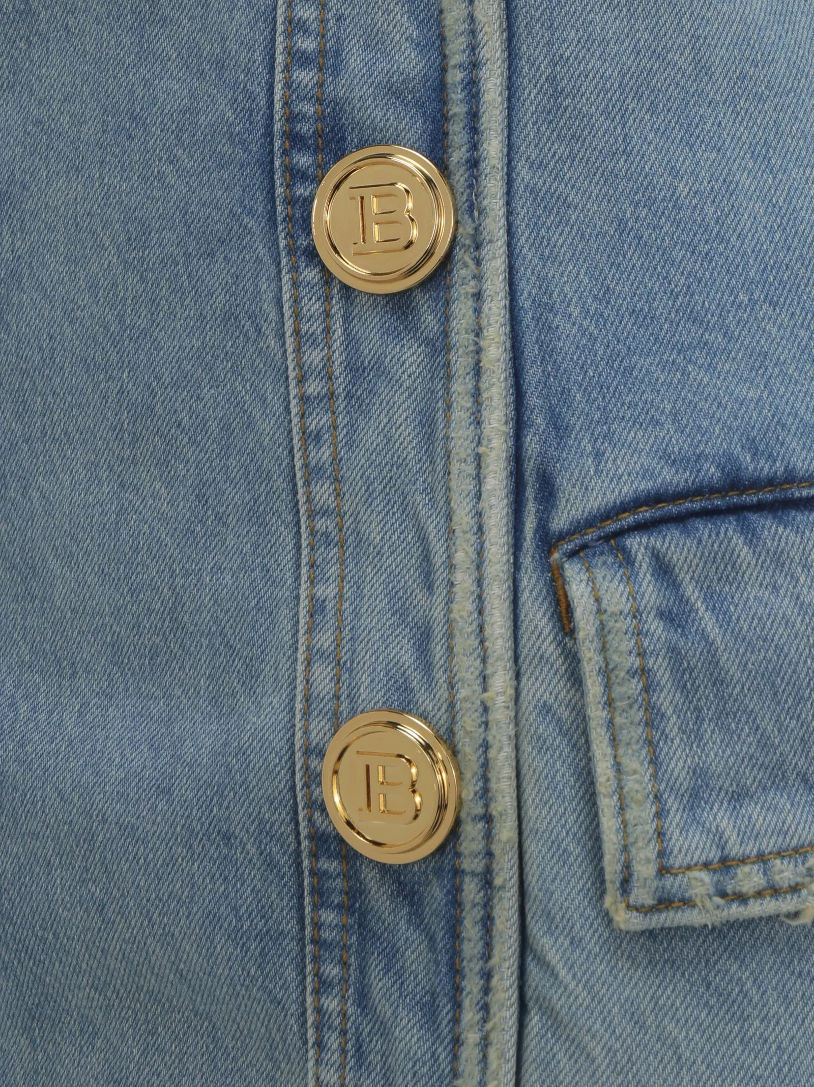 Balmain Asymmetric Sleeveless Denim Mini Shirt Dress