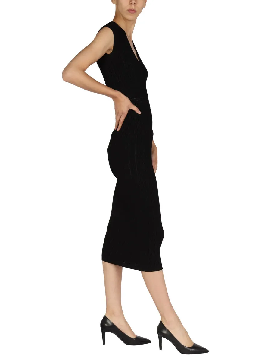 Balmain Cut-Out Knitted Midi Dress