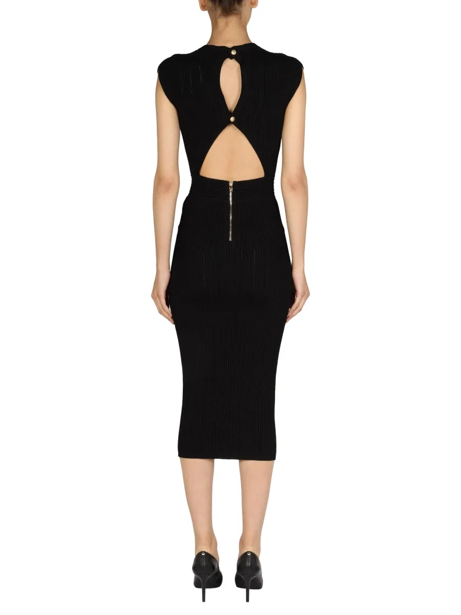 Balmain Cut-Out Knitted Midi Dress