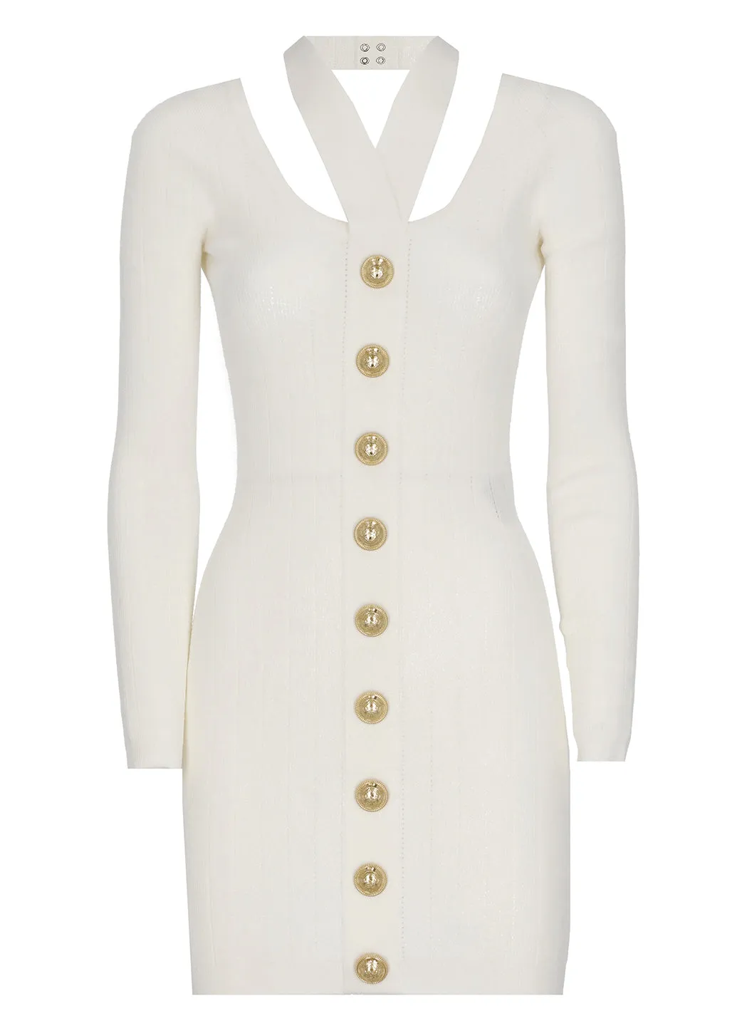 Balmain Cut Out Open Back Knit Mini Dress