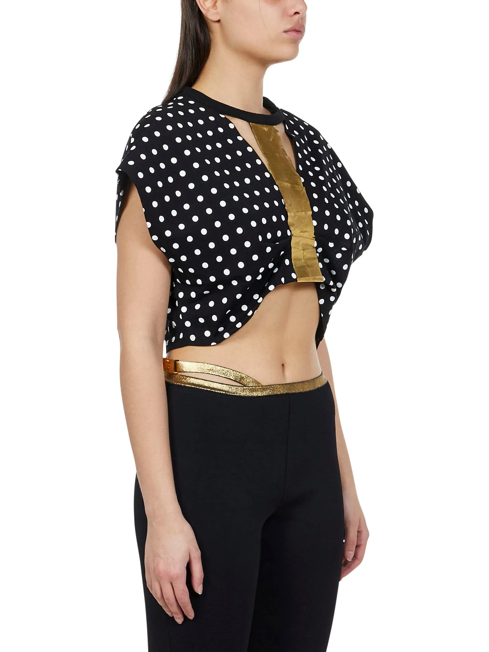 Balmain Cut-Out Polka Dot Crewneck T-Shirt
