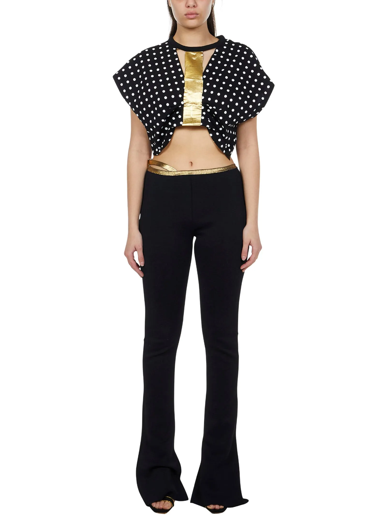 Balmain Cut-Out Polka Dot Crewneck T-Shirt