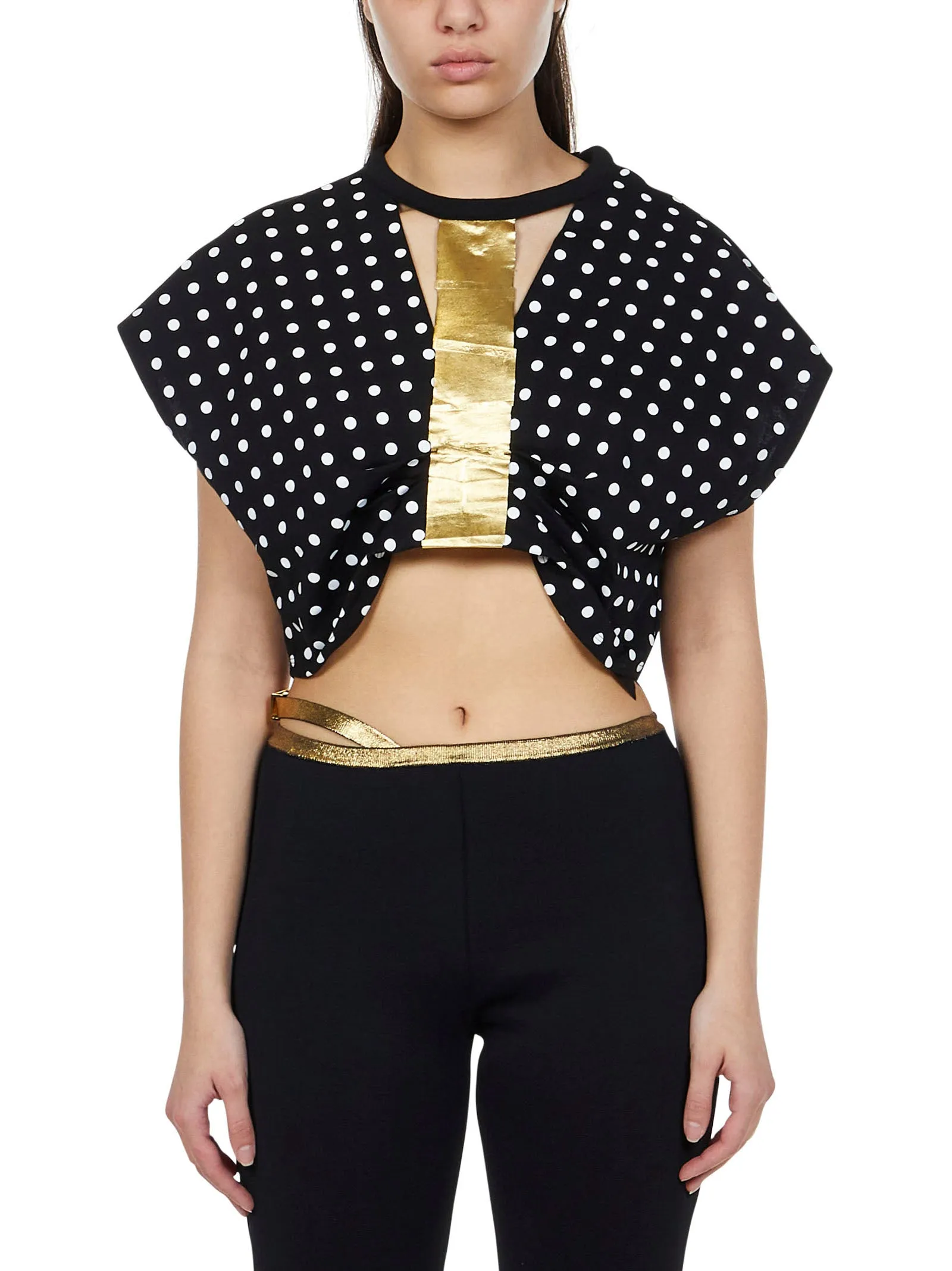 Balmain Cut-Out Polka Dot Crewneck T-Shirt