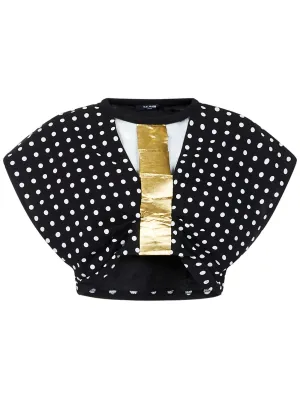Balmain Cut-Out Polka Dot Crewneck T-Shirt