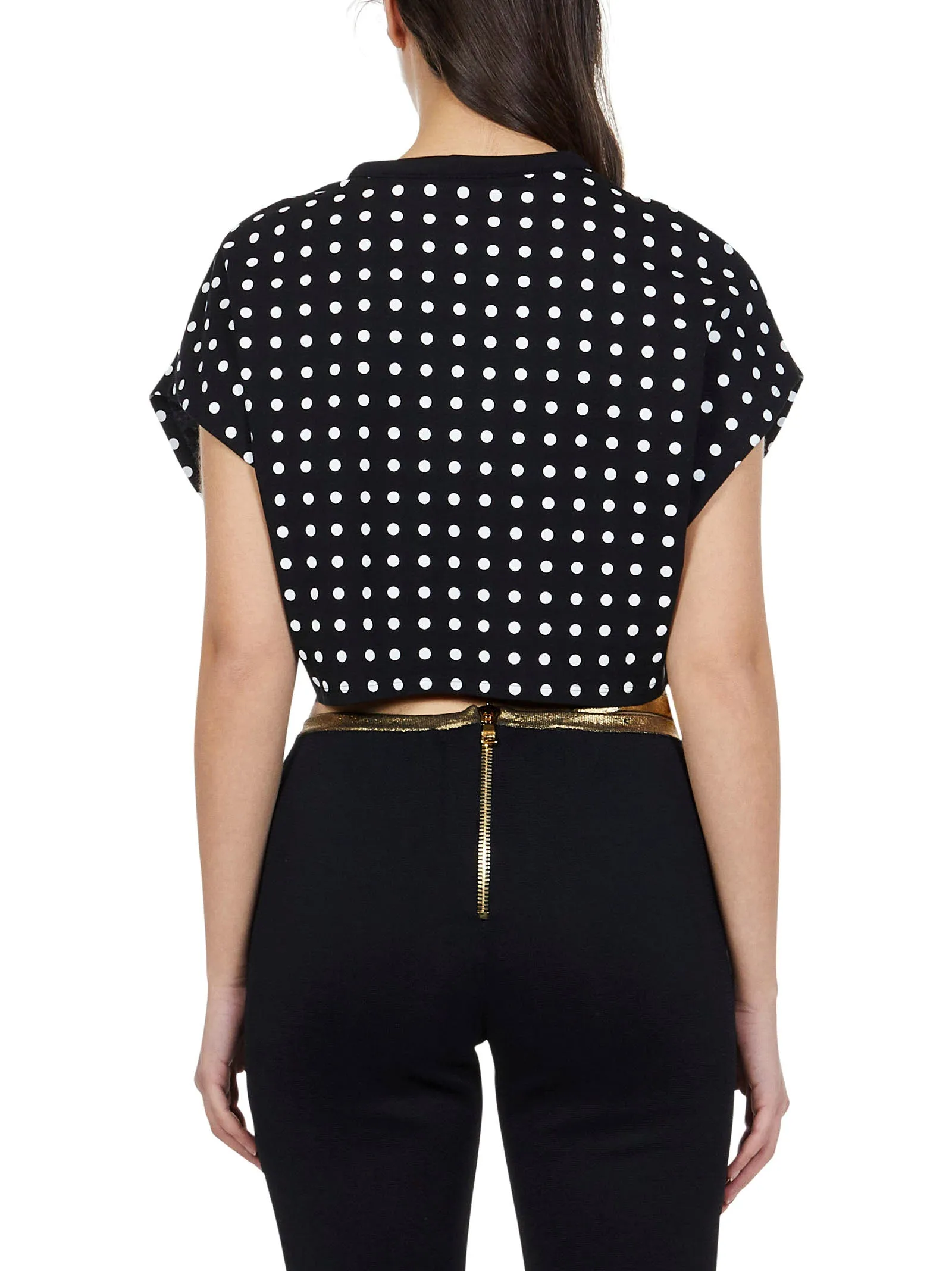 Balmain Cut-Out Polka Dot Crewneck T-Shirt