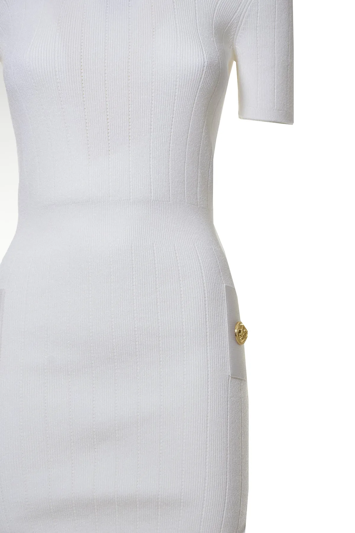 Balmain Cut-Out Short-Sleeved Knit Dress