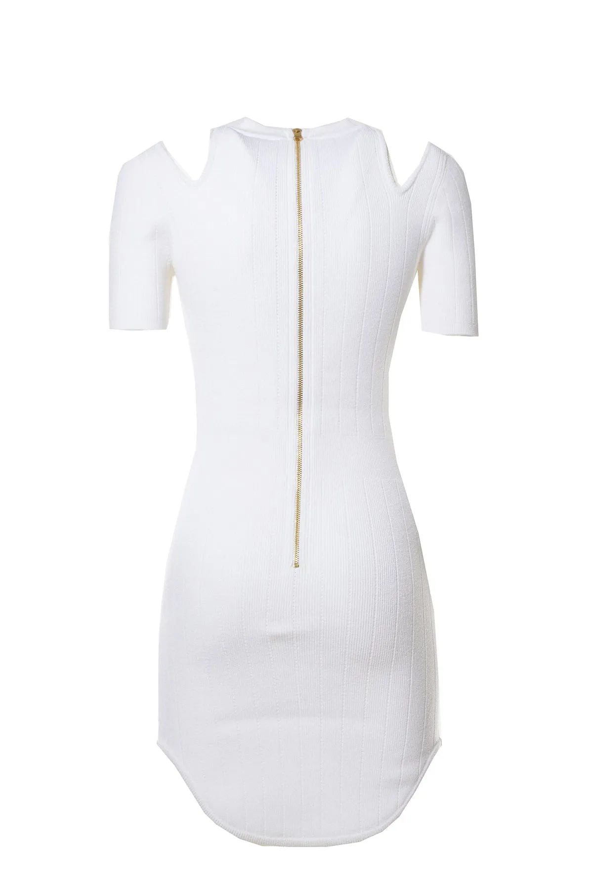 Balmain Cut-Out Short-Sleeved Knit Dress