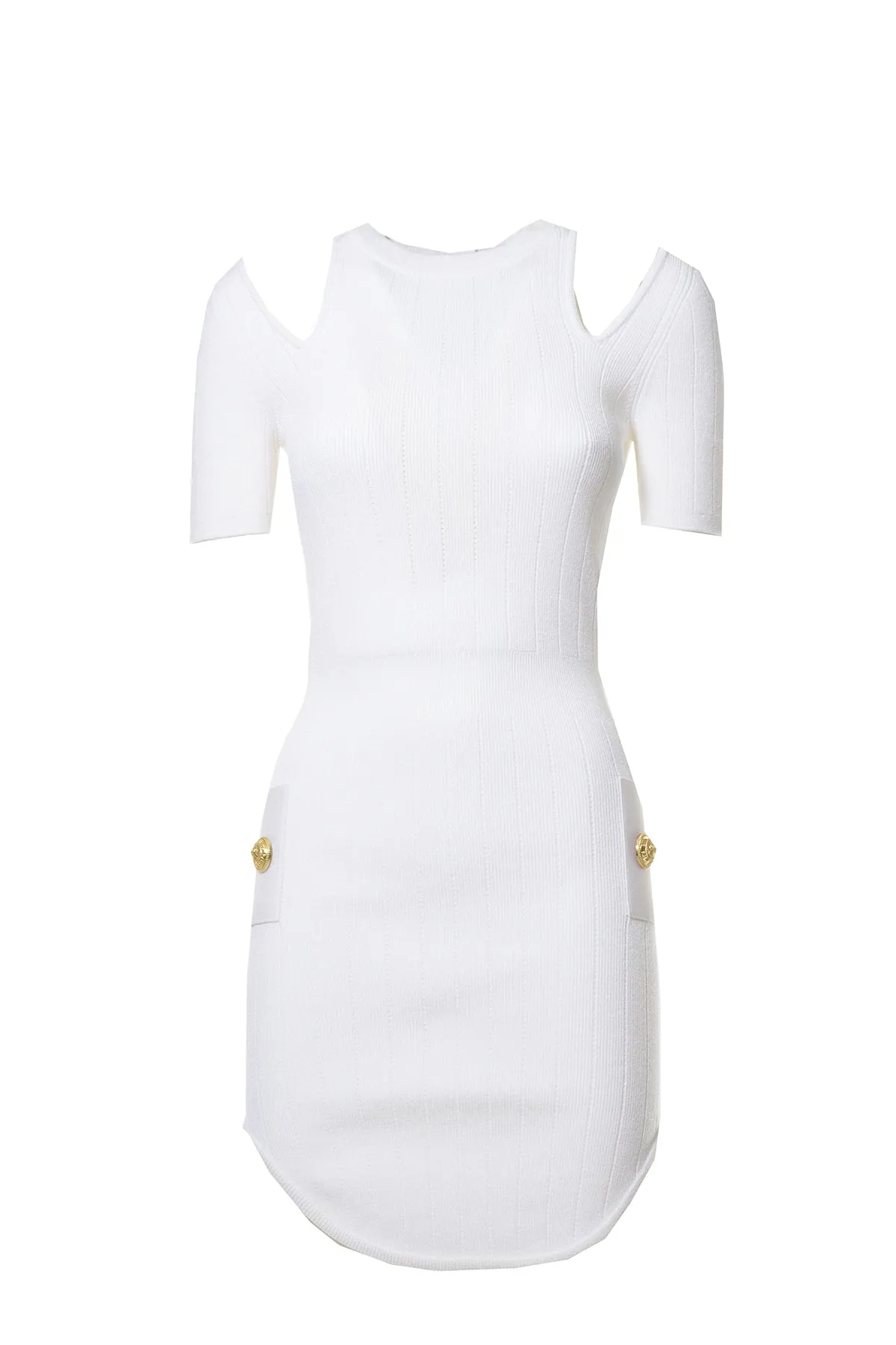 Balmain Cut-Out Short-Sleeved Knit Dress
