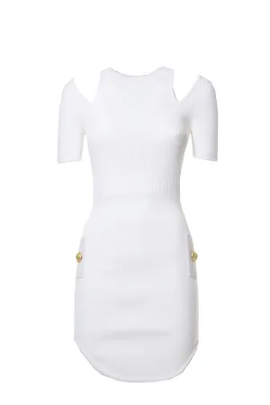 Balmain Cut-Out Short-Sleeved Knit Dress