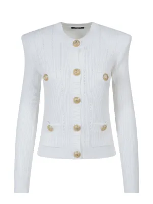 Balmain Embossed Button Knit Cardigan