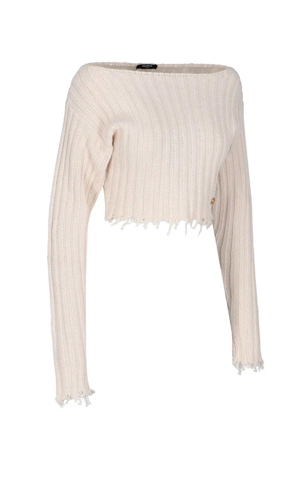 Balmain Frayed Ribbed Sweater