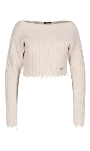 Balmain Frayed Ribbed Sweater