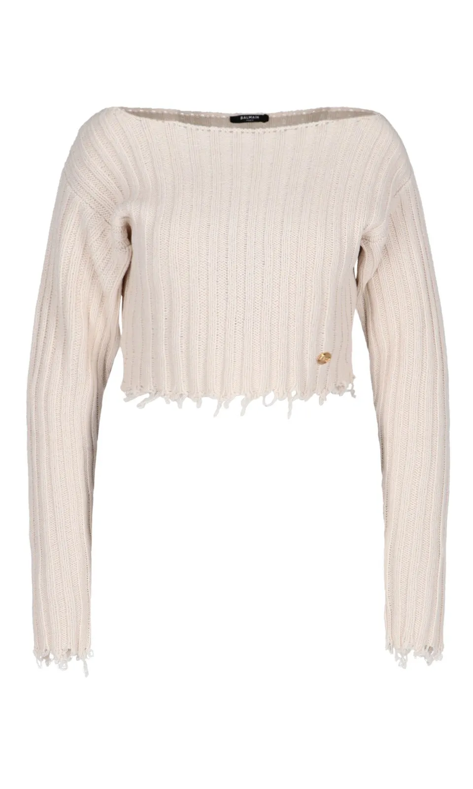 Balmain Frayed Ribbed Sweater
