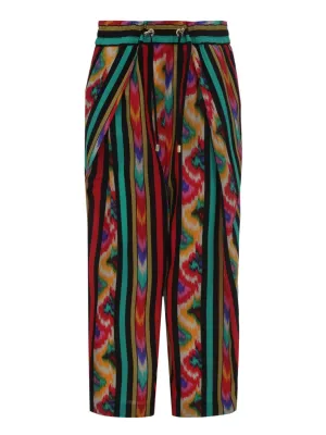 Balmain Geometric Print Drawstring Cropped Trousers