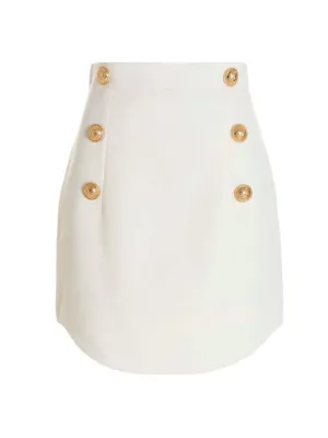 Balmain High Waist Zipped Button-Detailed Skirt