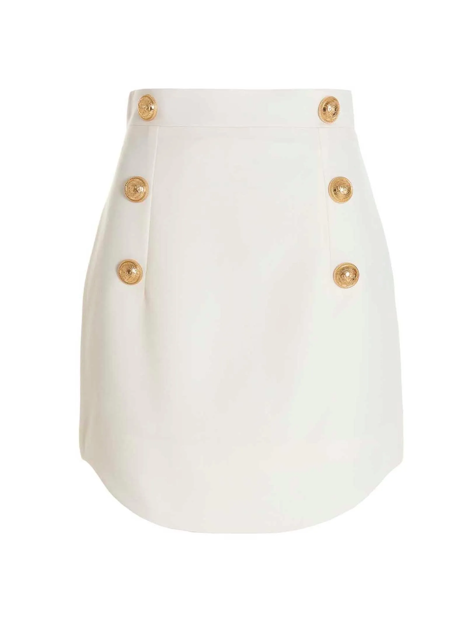 Balmain High Waist Zipped Button-Detailed Skirt