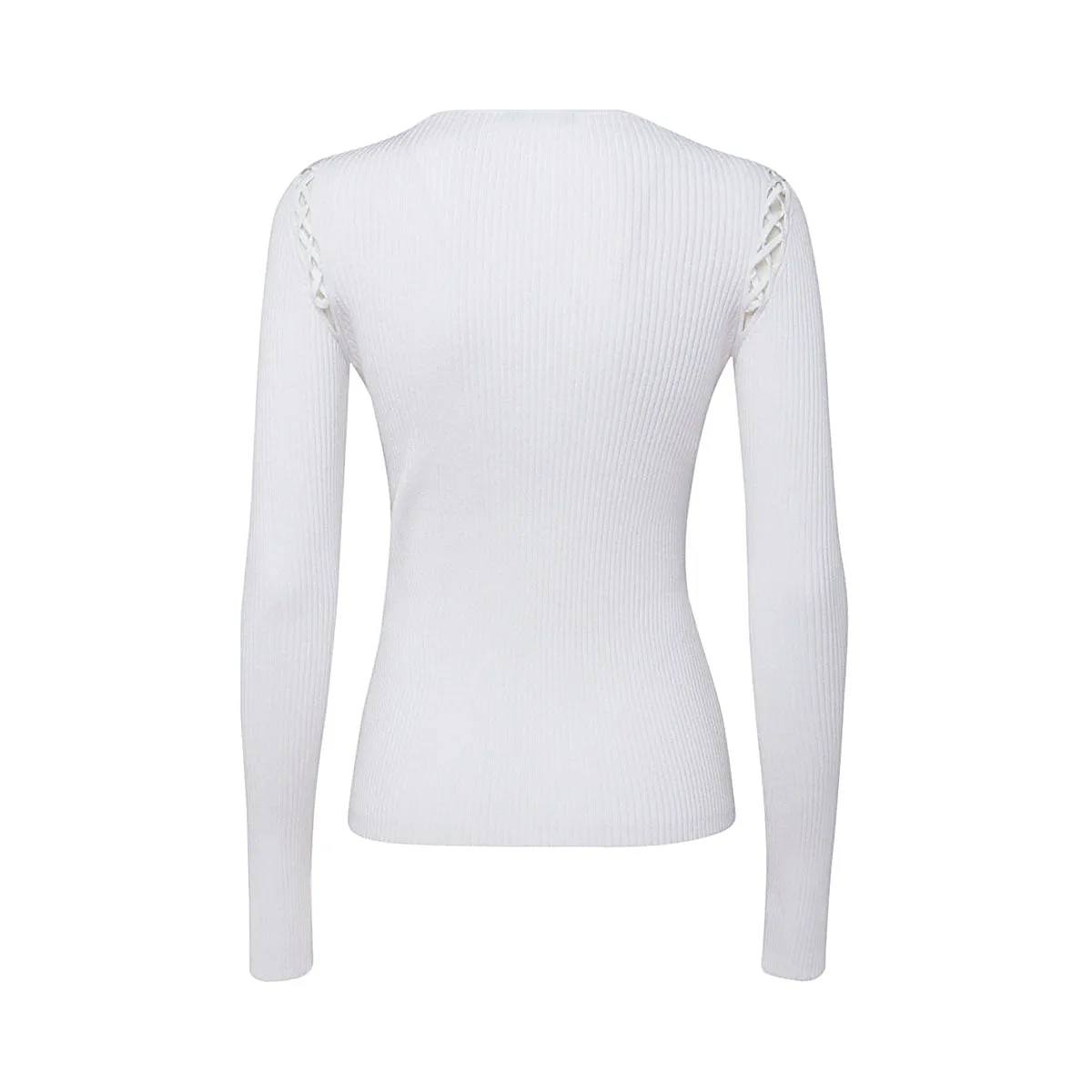 Balmain Lace-Up Shoulder Detailed V-Neck Knitted Top