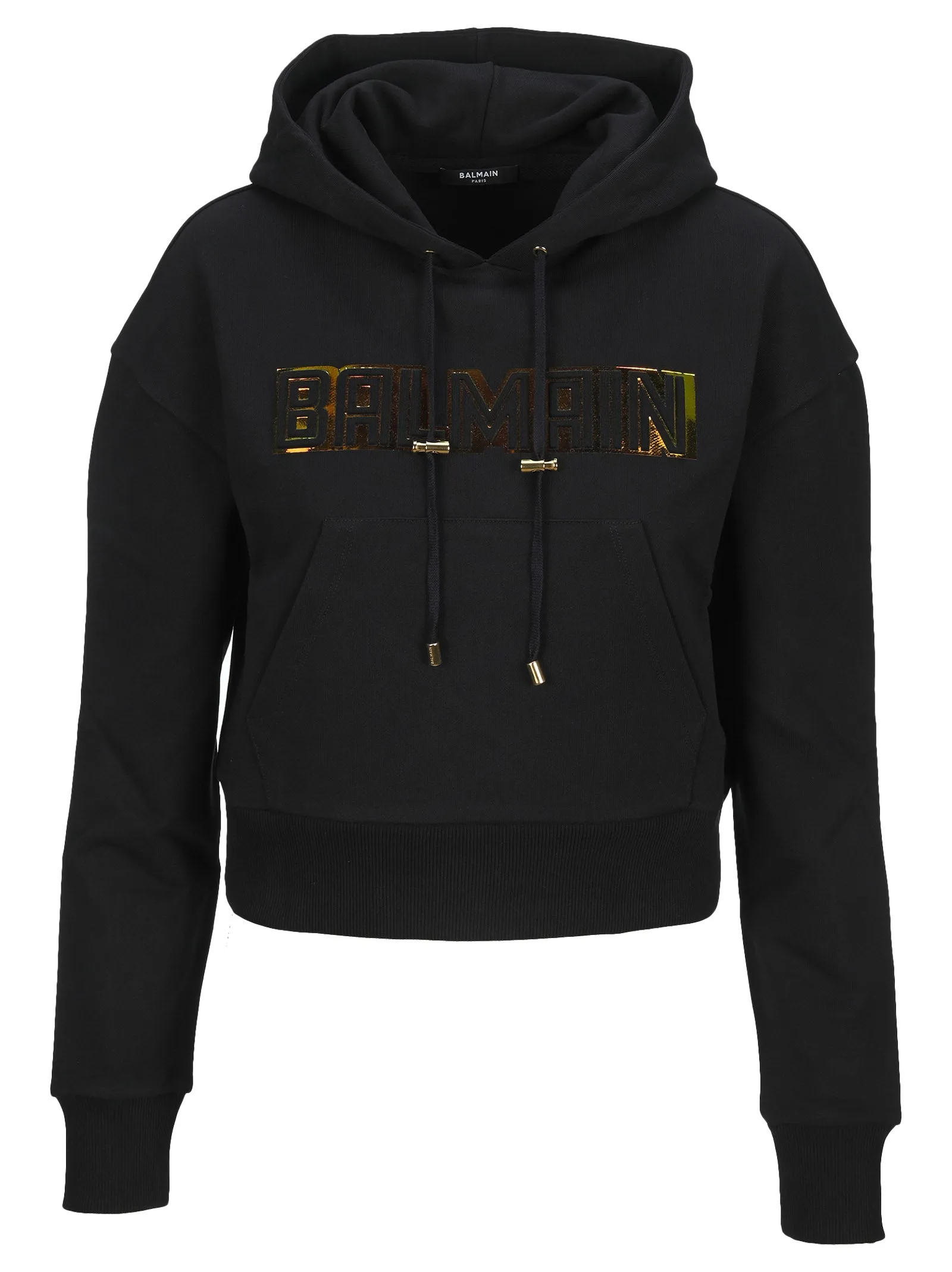 Balmain Logo Embossed Drawstring Hoodie