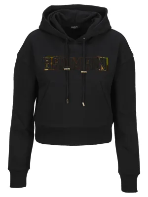 Balmain Logo Embossed Drawstring Hoodie