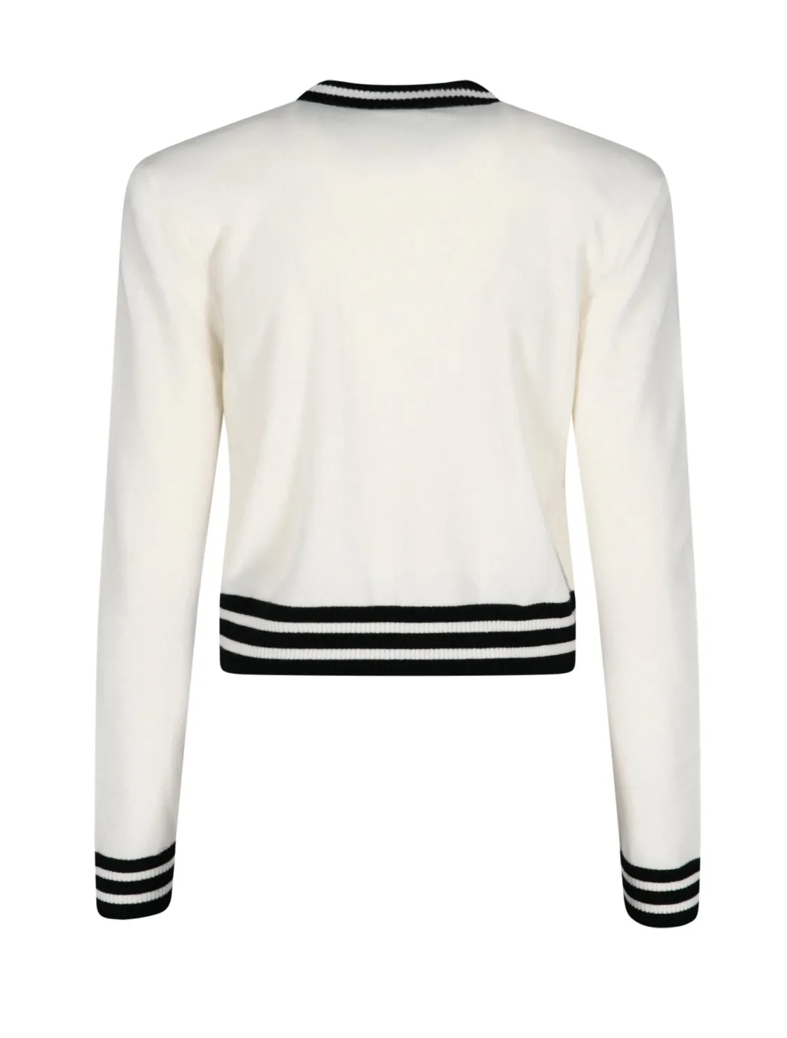 Balmain Logo Intarsia-Knit Crewneck Cropped Jumper