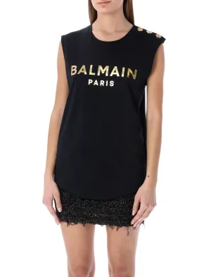 Balmain Logo Printed Crewneck Tank Top