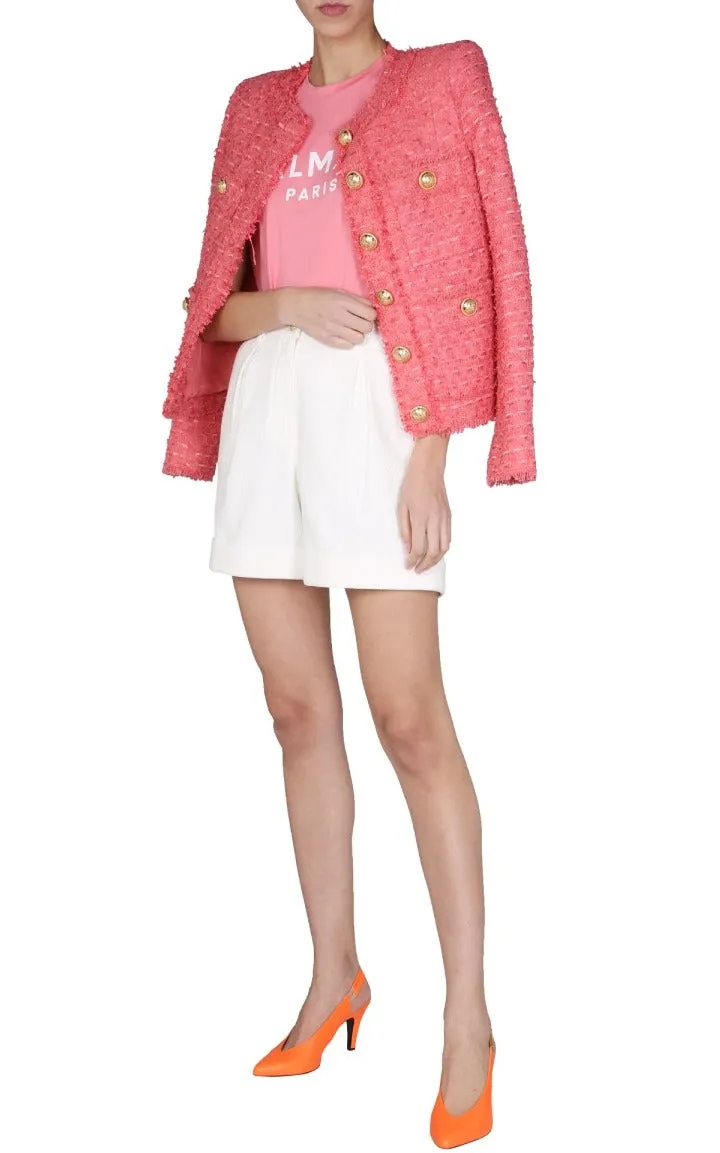 Balmain Low-Waist Turn-Up Brim Shorts