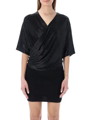 Balmain Metallic Effect V-Neck Cropped Top