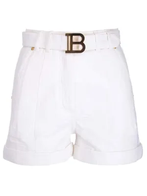Balmain Monogram Jacquard Belted Shorts