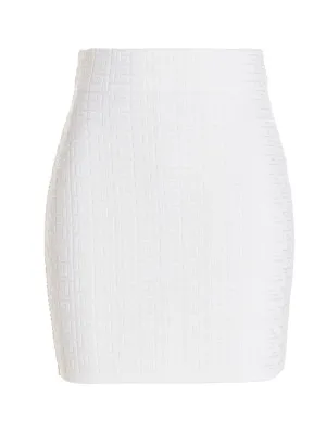 Balmain Monogram Pattern High Waisted Mini Skirt
