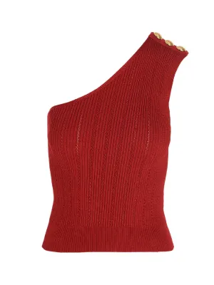 Balmain One-Shoulder Knit Top