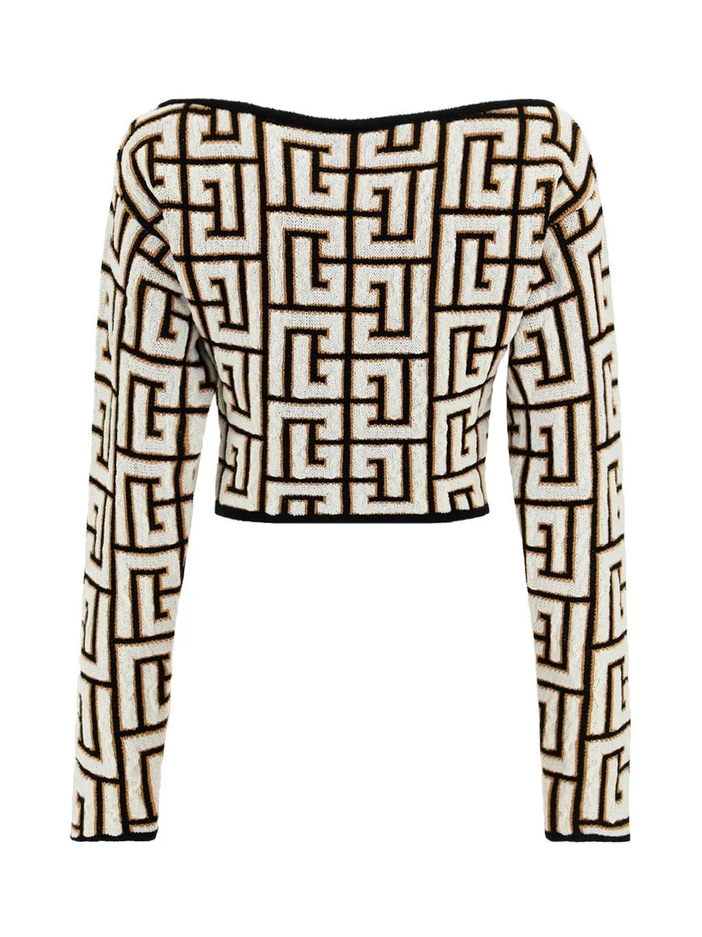 Balmain Patterned Off-Shoulder Knitted Top