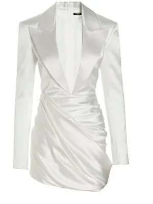 Balmain Plunging V-Neck Wrapped Blazer Mini Dress