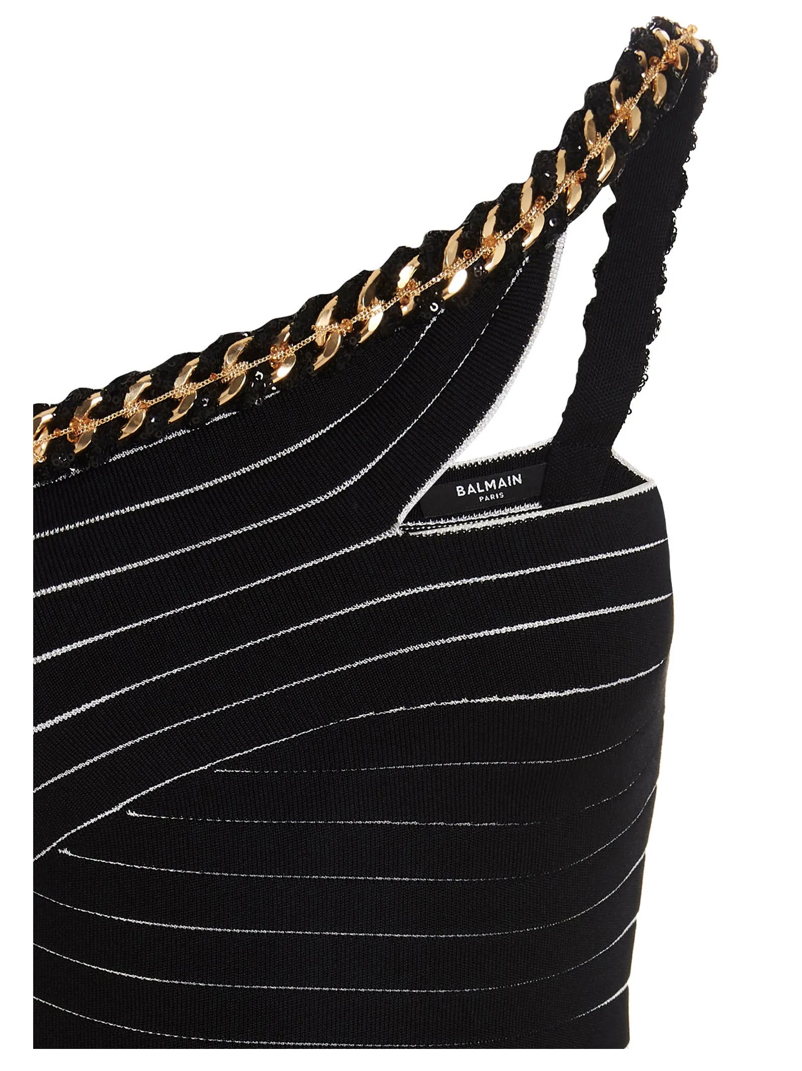 Balmain Ribbed Knit Sleeveless Mini Dress