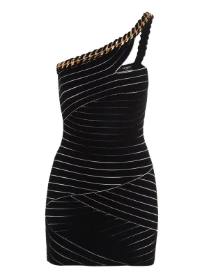 Balmain Ribbed Knit Sleeveless Mini Dress