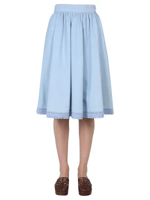 Boutique Moschino Lace-Trim Midi Skirt
