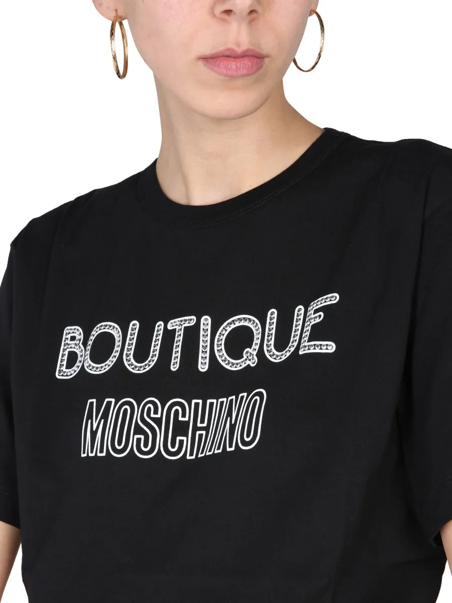 Boutique Moschino Logo Printed Crewneck T-Shirt