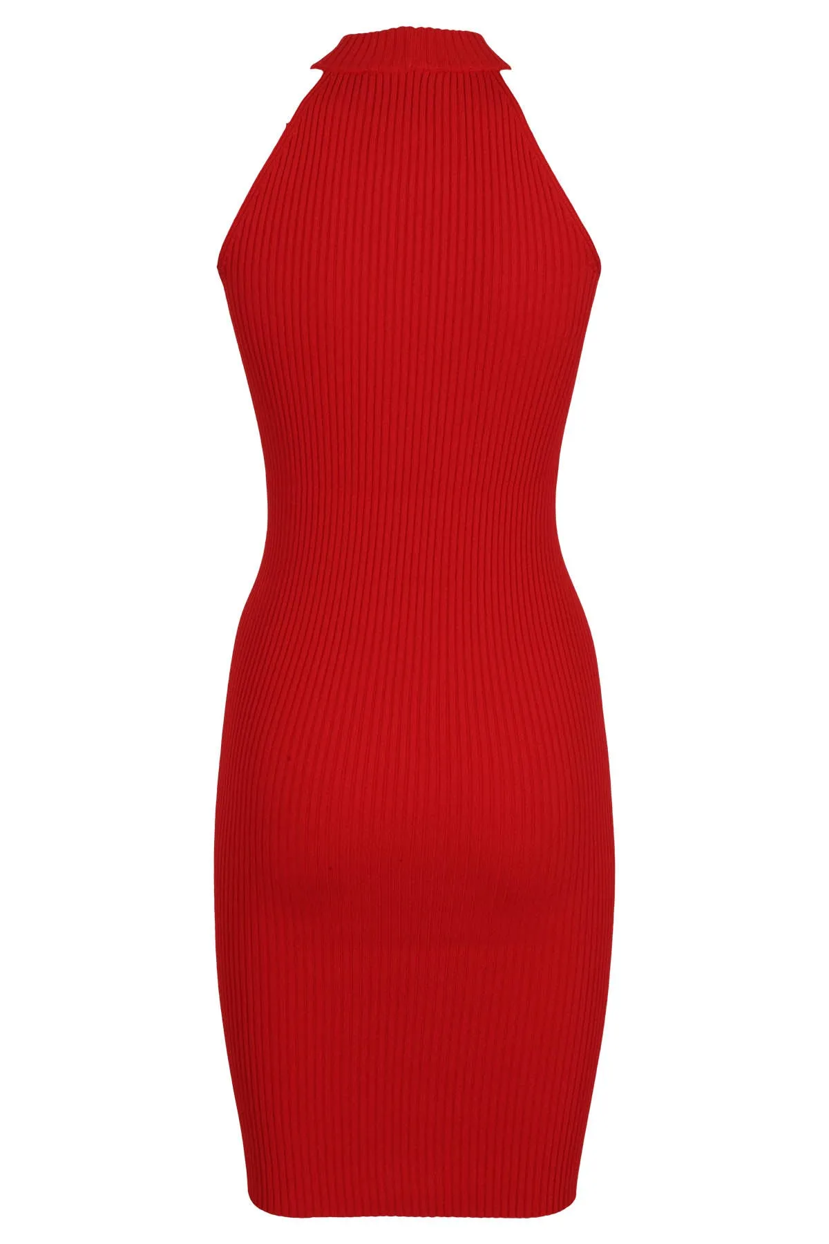 Boutique Moschino O-Ring Halterneck Ribbed-Knit Dress